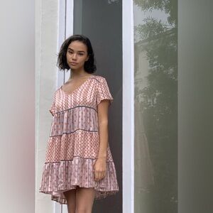 Urban Outfitters Picnic Chiffon Tiered Mini Dress